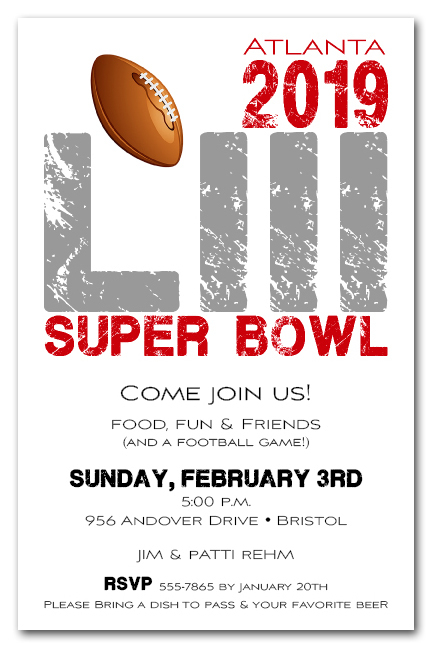2019 Atlanta Super Bowl LIII Party Invitations