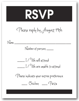 white and black rsvp cards reply cards response cards