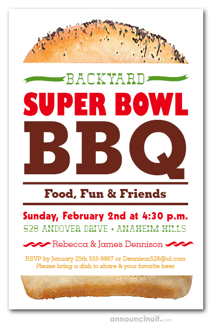 Tall Hamburger Bbq Super Bowl Party Invitations
