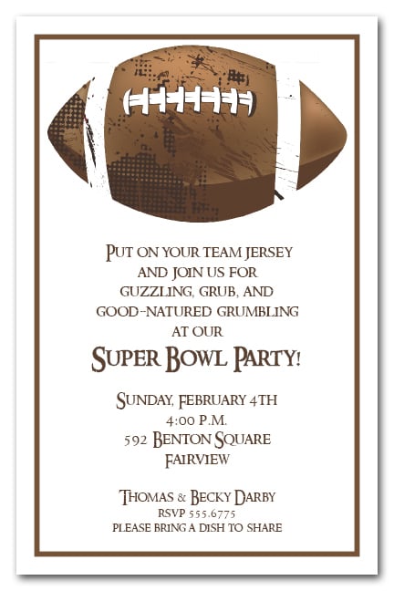 Football Grunge Super Bowl Party Invitations