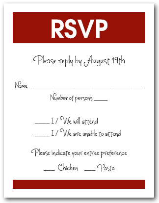 White and Burgundy RSVP Cards, Reply Cards, Response Cards