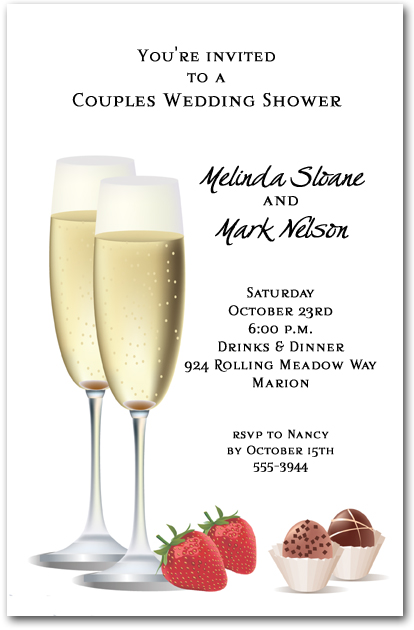 Champagne Strawberries & Chocolate Invitation, Dessert ...