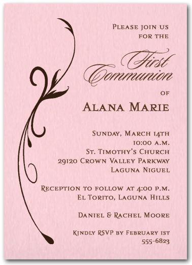 Flourish on Pink Girl Christening Invitations, Baptism ...