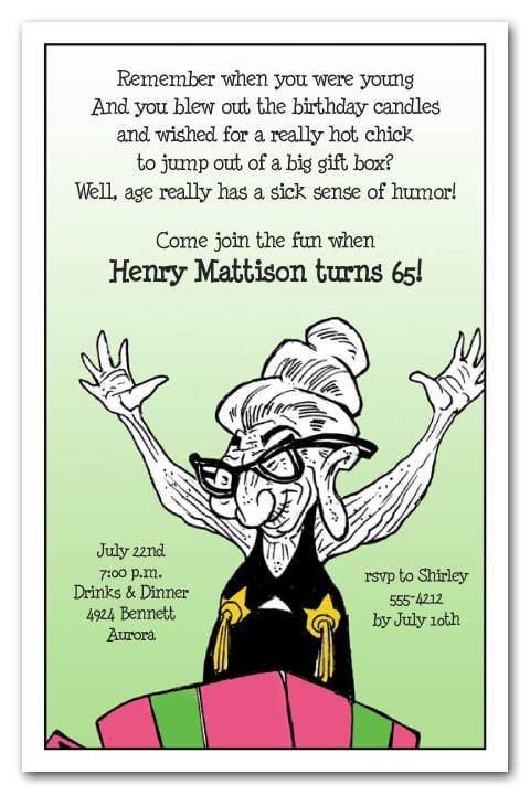 Old Geezer Funny Birthday Party Invitations