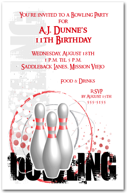 of event for sample letter invitation Birthday Invitation, Bowling Invitation Grunge Sports Bowling
