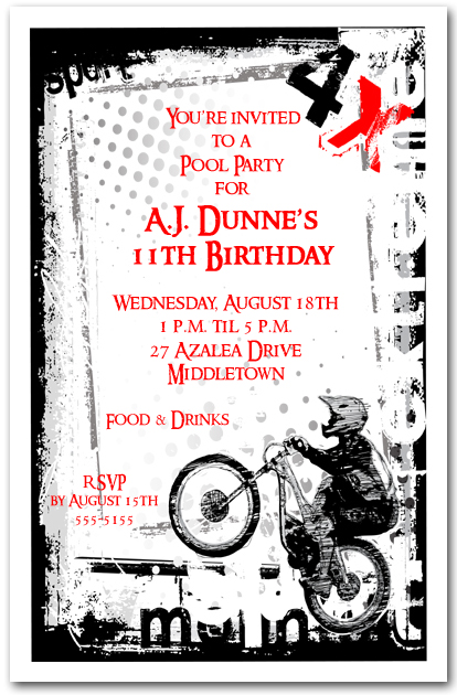 grunge sports mountain biking invitation mountain biking birthday dirt bike birthday invitations