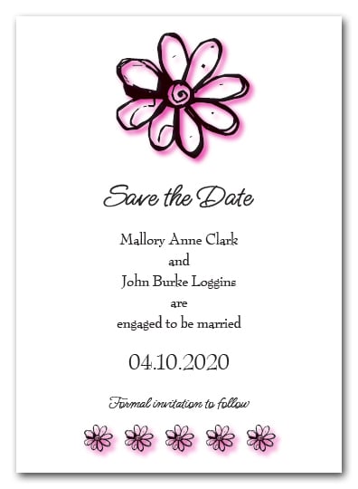 Hot Pink Daisy Save the Date Cards, Wedding Save the Date Cards