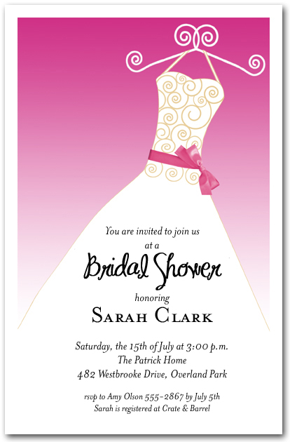 Hot Pink Ribbon Sash On White Gown Invitations Bridal Shower Hot Pink Ribbon Sash On White Gown Invitations Bridal Shower Birthday