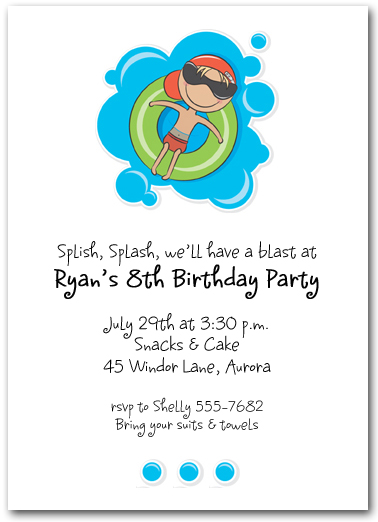 boy in innertube swim party invitations kids pool party swim party invitations