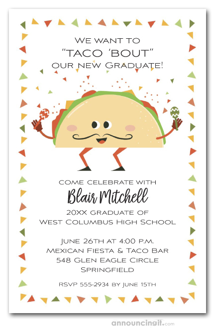 Taco Bout Fiesta Graduation Party Invitations