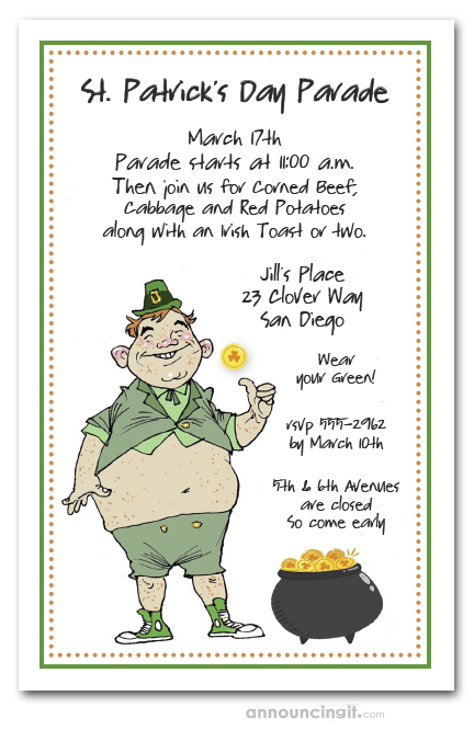 Life Size Leprechaun St. Patrick's Day Party Invitations