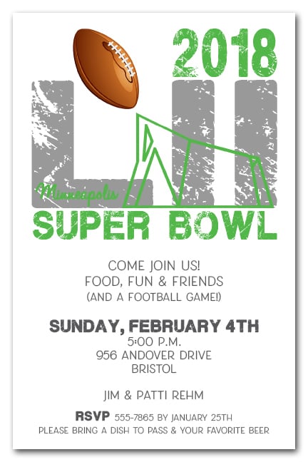 Minneapolis, Minnesota Super Bowl 52 Party Invitations