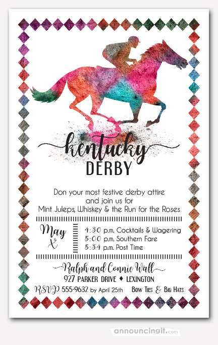 Painted Race Horse Kentucky Derby Party Invitations