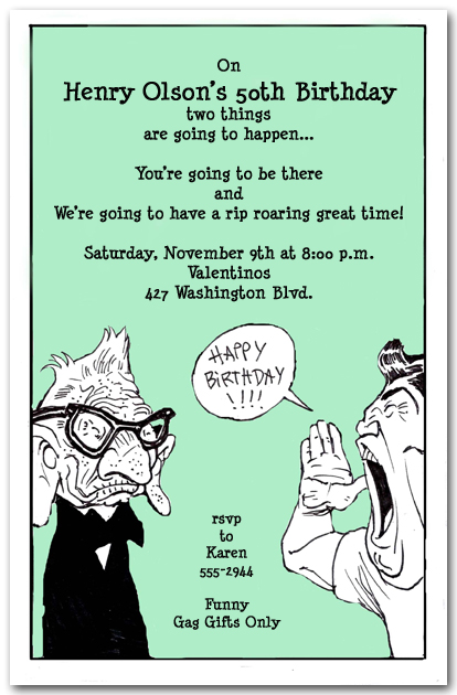 Old Geezer Birthday Party Invitation, Over the Hill Invitations