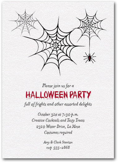 Shimmery Spider Webs Halloween Party Invitations