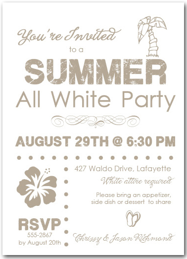 White Party Invitation Template - Cobypic.com