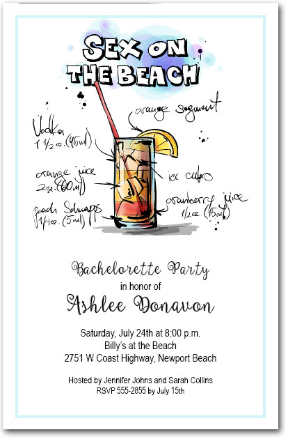 Mix Me a Sex on the Beach Cocktail Party Invitations