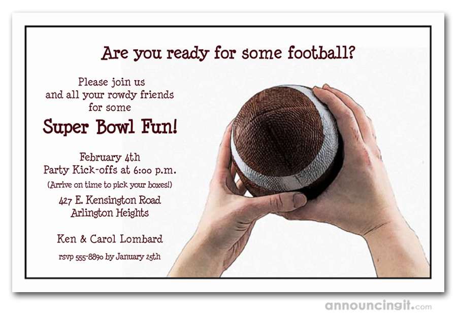 Football Catch Super Bowl Party Invitations