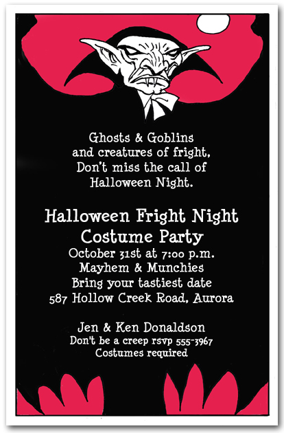 Vampire Scare Halloween Invitations