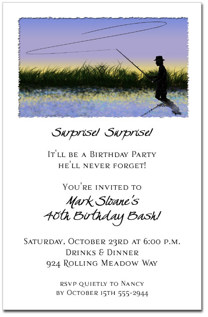 Fly Fishing Invitations, Fishing Theme Birthday Party Invitations
