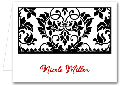 Note Cards: Black Damask