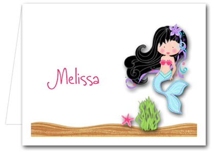 Note Cards: Black Hair Mermaid