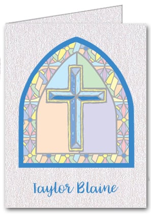 Note Cards: Stained Glass Cross Blue