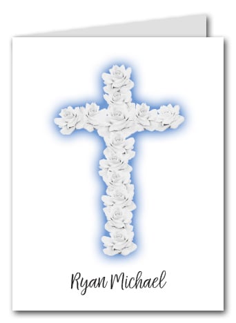 Note Cards: Rose Cross on Blue