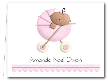 Note Cards: Ethnic Baby Girl in Stoller