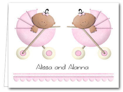 Note Cards: Ethnic Girl Twins in Stoller