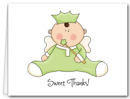 Note Cards: Angel Baby Green