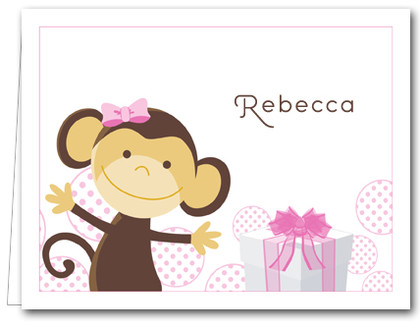 Note Cards: Monkey & Gift Pink