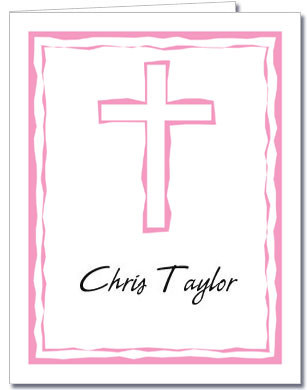 Pink Abstract Cross Folded Thank You Notes