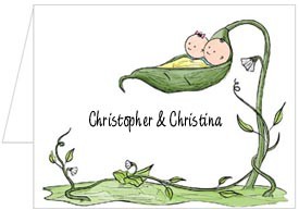 Note Cards: Peapod Twin Boy & Girl