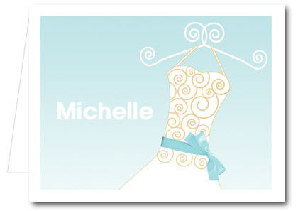 Note Cards: Blue Ribboned Dress