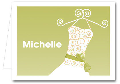 Note Cards: Green Ribboned Dress
