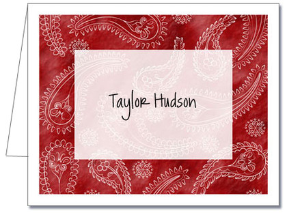Note Cards: Paisley Light Red
