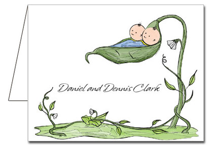 Note Cards: Peapod Twin Boys