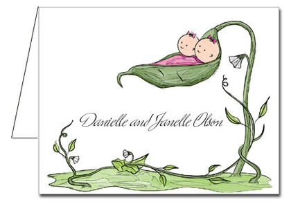 Note Cards: Peapod Twin Girls