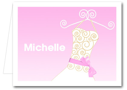 Note Cards: Pink Ribboned Dress