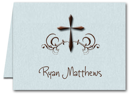 Note Cards: Swirled Cross Blue Shimmer