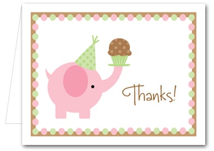 Note Cards: Pink Elephant & Cupcake
