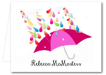 Note Cards: Raindrops Pink Umbrella