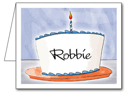 Note Cards: Cake & Candle Blue