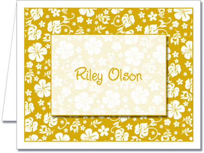 Note Cards: Gold Hawaiian Floral