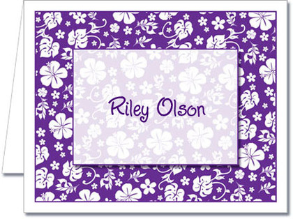 Note Cards: Purple Hawaiian Floral
