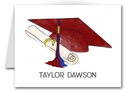 Note Cards: Burgundy-Blue Graduation