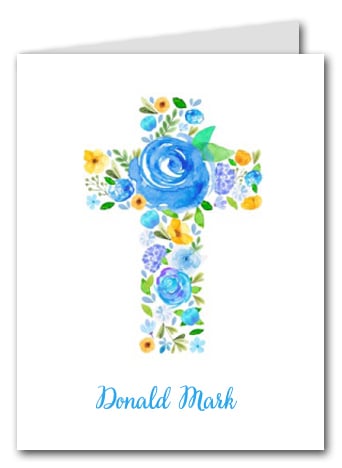 Blue Flower Cross Thank You Notes