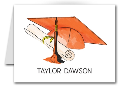 Note Cards: Orange-Black Graduation