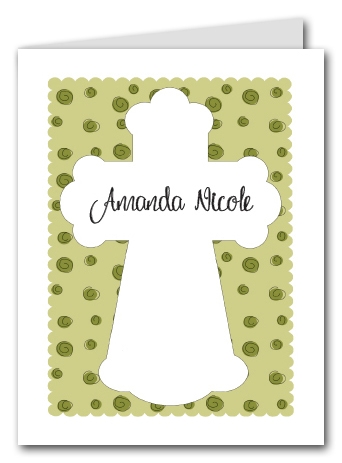 Note Cards: Cross on Green Curls